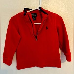 Polo red pullover with zipper